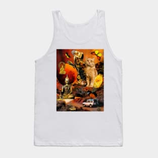 Orange Cat Peaceful Buddha Sunset Heaven Tank Top